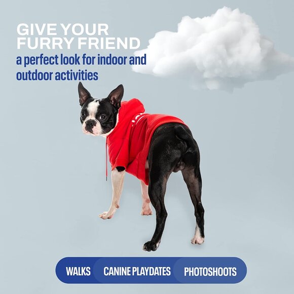 NWT Reebok Dog Hoodie – Fleece Dog Sweater with Leash Hole, Cold Winter Red - Picture 9 of 10